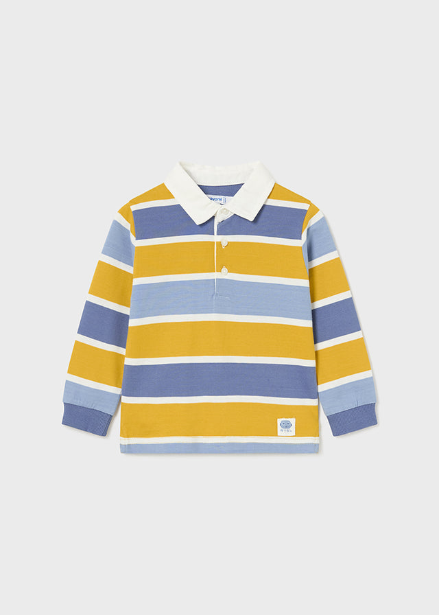 Mayoral Baby Boys Mustard And Blue Striped Polo 