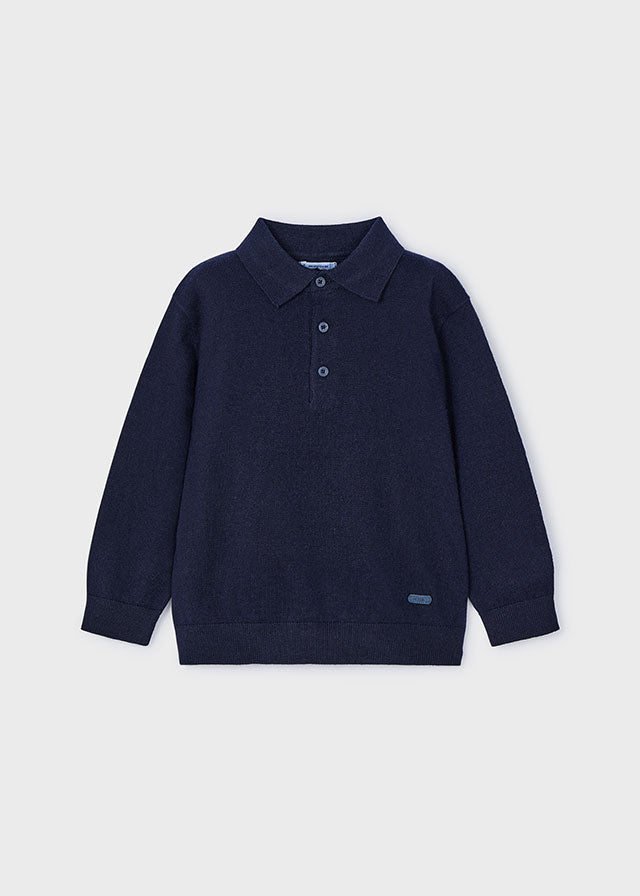 Mayoral Boys Fine Knit Navy Polo Jumper 